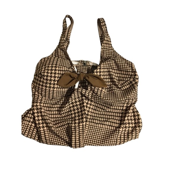 Cupshe One Piece Brown Herringbone Plaid Size 3X NWT Swimsuit (See Sizing) - Picture 3 of 9
